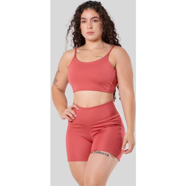 Conjunto Esportivo Feminino Confortável Top de Alças e Short Cintura Alta