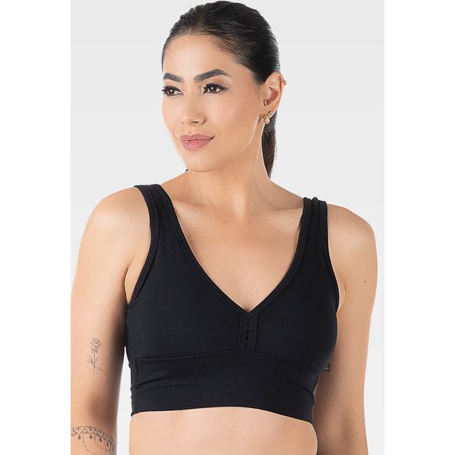 Top Cropped Fitness Suplex Com Bojo Removível Summer Soul Preto