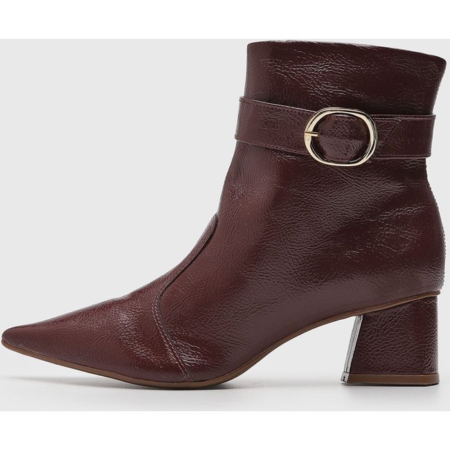 Bota Feminina cê Salto Quadrado Bordô