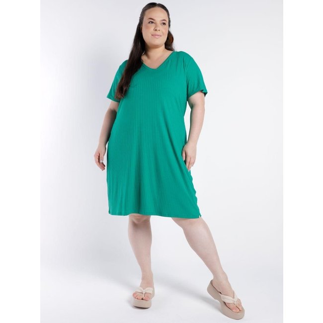 Vestido Canelado Autentique Plus Size Feminino VERDE