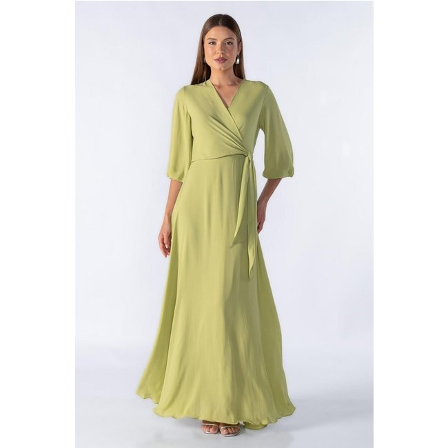 Vestido longo com decote transpassado Verde