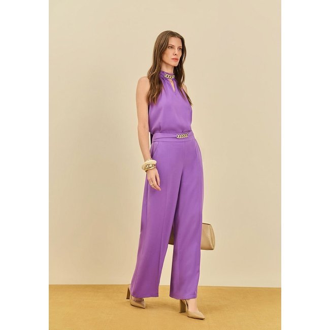 Calça Maria Valentina Pantalona Alta Roxo