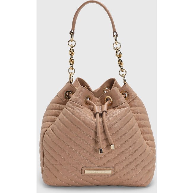Bolsa Bucket Feminina Jorge Bischoff Chevron Nude