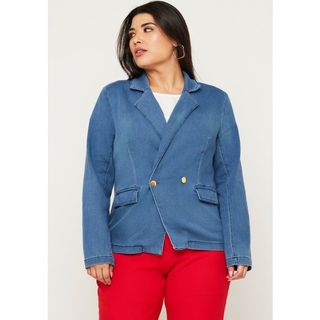 Blazer Jeans Moletinho Delavê Miss Joy 7596 Feminino