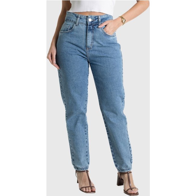 Calça Feminina Sawary IBINI Cintura Média Azul