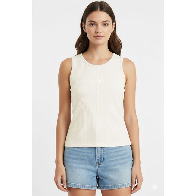 Regata Feminina Ribana Canelada Polo Wear Off White