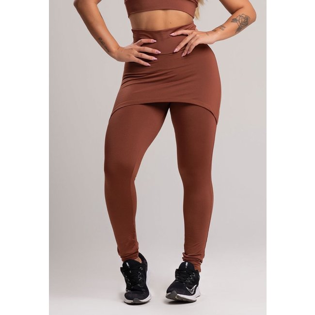 Calça Legging MVB Modas Saia Tapa Bumbum Suplex Lisa Marrom