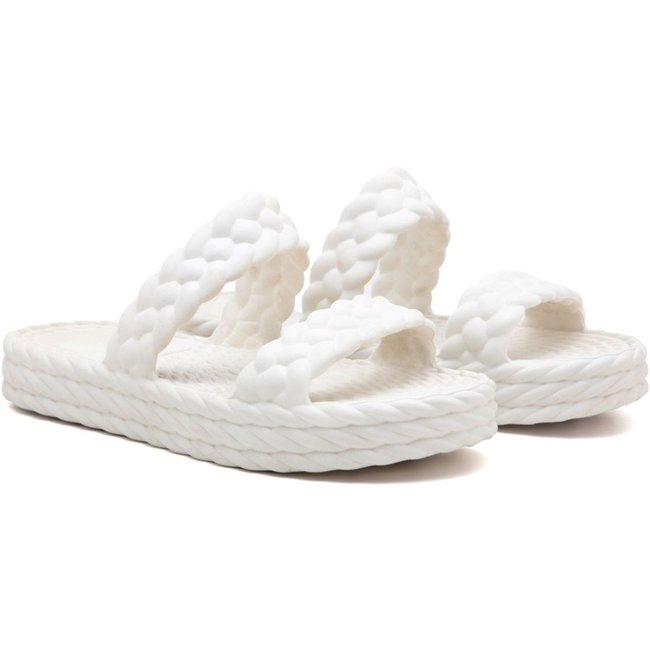 Chinelo Feminino Casual Anna Andrade Sandália Plataforma Flatform Leve Tendência Branco