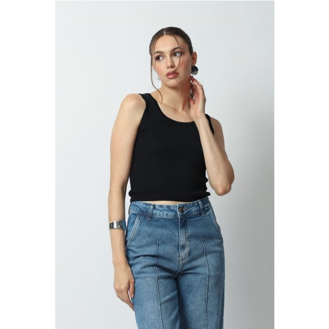 Regata Tricot Cropped Preto M Gazzy