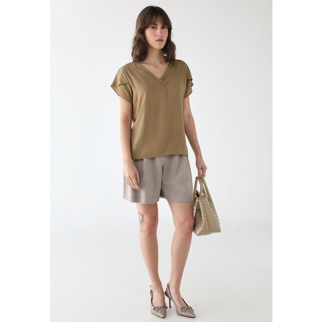 Blusa Feminina Manga Tulipa Caqui