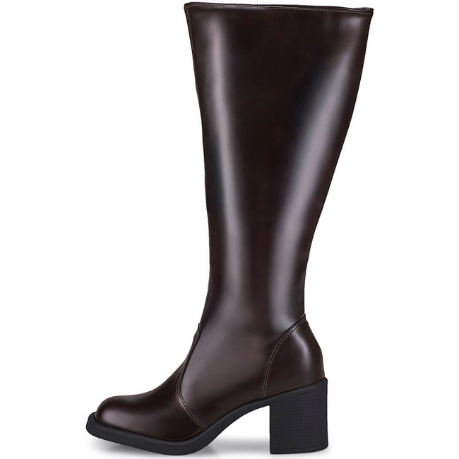 Bota Feminina Cano Alto Salto Bloco Conforto Elegante Montaria 989 Café