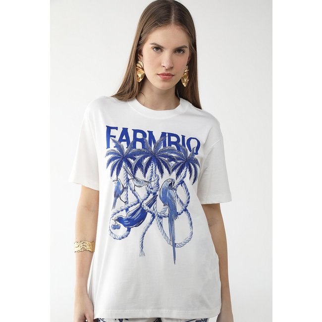 Camiseta Feminina FARM Estampa Tropical Off-White