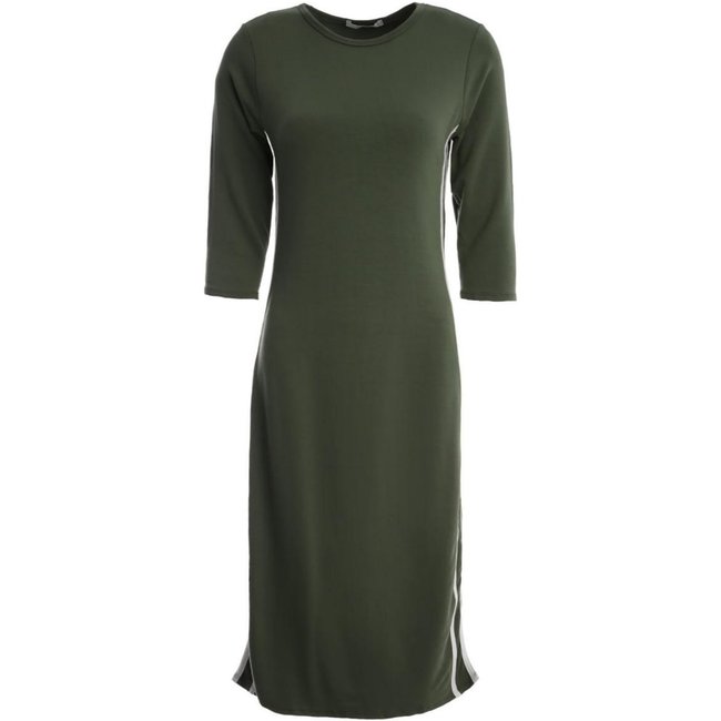Vestido Midi Manga 3/4 Autentique Feminino VERDE/BRANCO