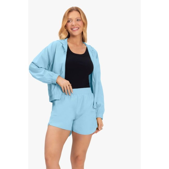 Shorts Feminino Running Tecido Corta Vento Rovitex Azul