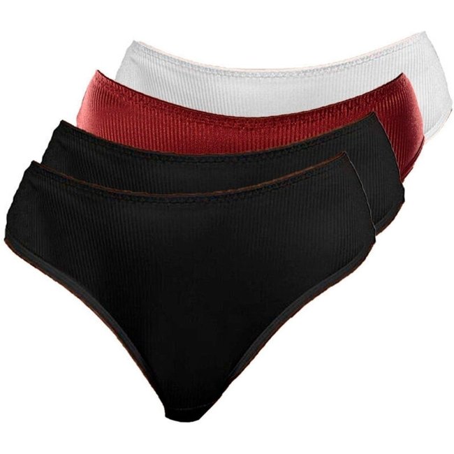 Kit com 4 Calcinhas Alta Abrupt Demillus 56096 Vermelho