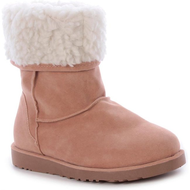 Bota de Pelos Bege Forrada com Pelos Branco Bege