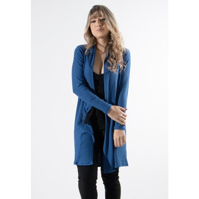 Cardigan Kimono Serra e Mar Modas Canelado Royal