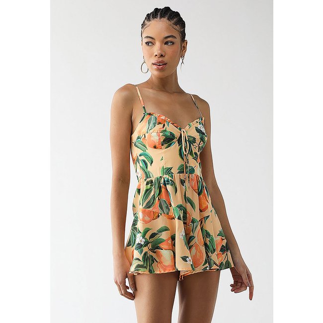 Macacão Feminino FARM Estampa Tropical Laranja