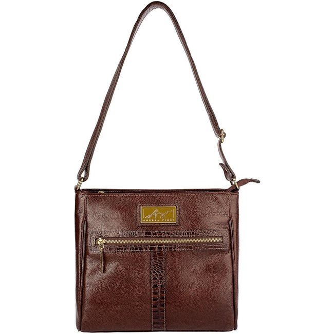 Bolsa tiracolo de couro liso Milena Marrom