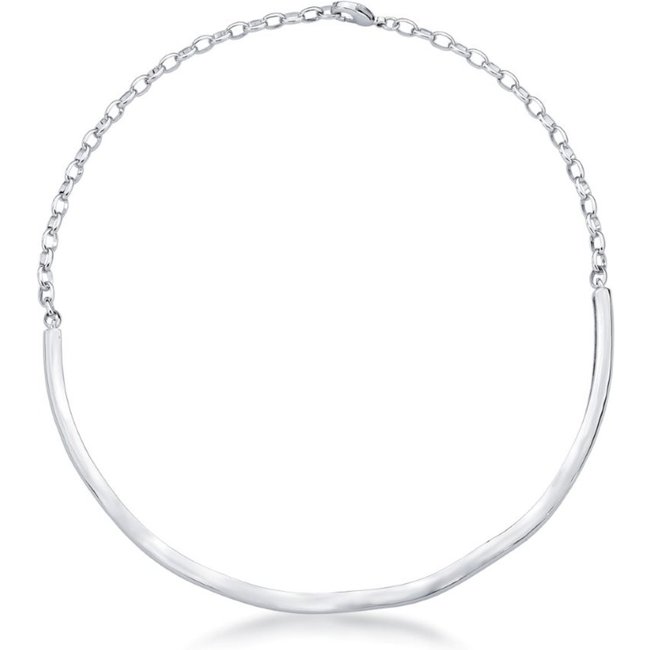 Infantil - Colar Choker Aro Ondulado Semijoia Banhado a Ródio Branco Ania Store