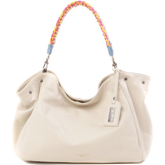 Bolsa Feminina Em Couro Tiracolo Off White "Dominique Campos"""