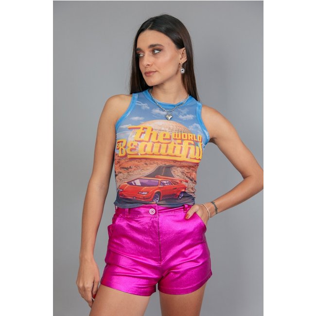 Blusa Regata De Tule Estampada The World marinaegabriella