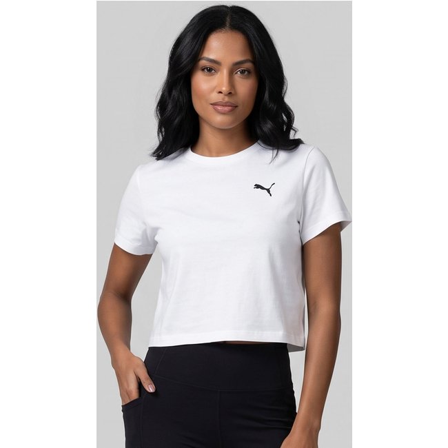 Camiseta Feminina Puma Wardrobe Ess Baby Cropped Branca