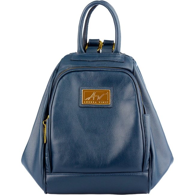 Mochila 3 em 1 de couro liso Sabrina - Azul