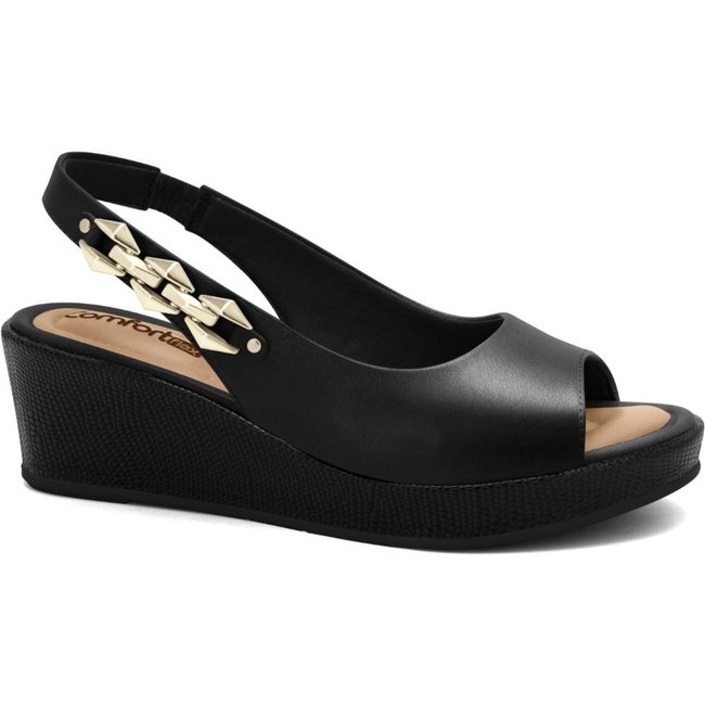 Sandália Feminina Anabela Leve Macia Comfortflex 2653303 - Preto