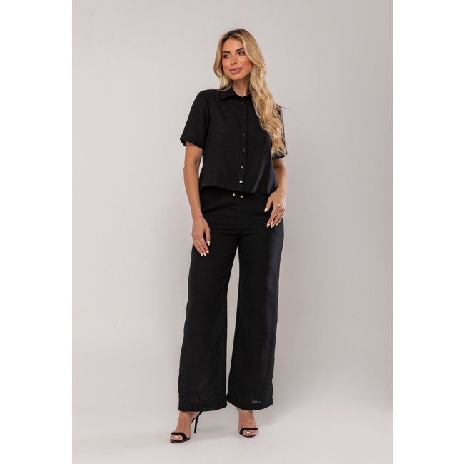Conjunto Camisa Manga Curta e Calça Pantalona Salvatore Preto