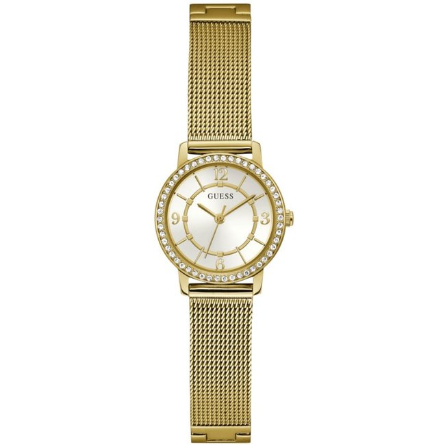 Relógio Guess Feminino Cristais Malha de Aço Dourado Guess
