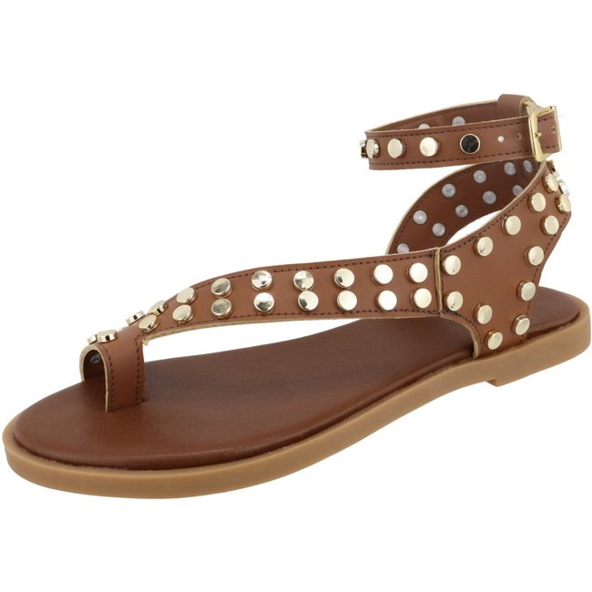 Rasteira Sandália Feminina Bolinhas Lançamento Caramelo Tellini Store