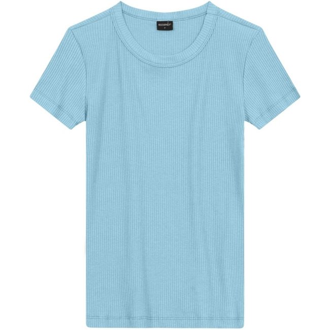 Blusa Feminina Em Ribana Canelada Essendi Azul Claro Azul