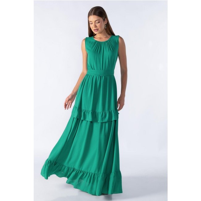Vestido longo com recortes Verde