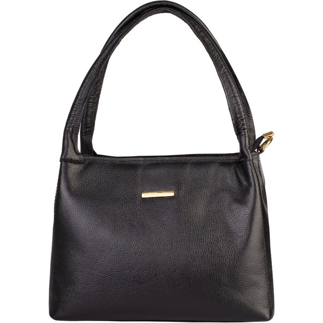 Bolsa básica de ombro em couro liso Maria - Preto