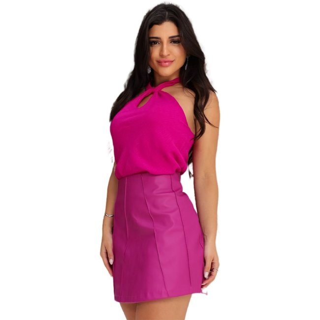 Blusa Cruzada Crepe Duna Luare Fúcsia