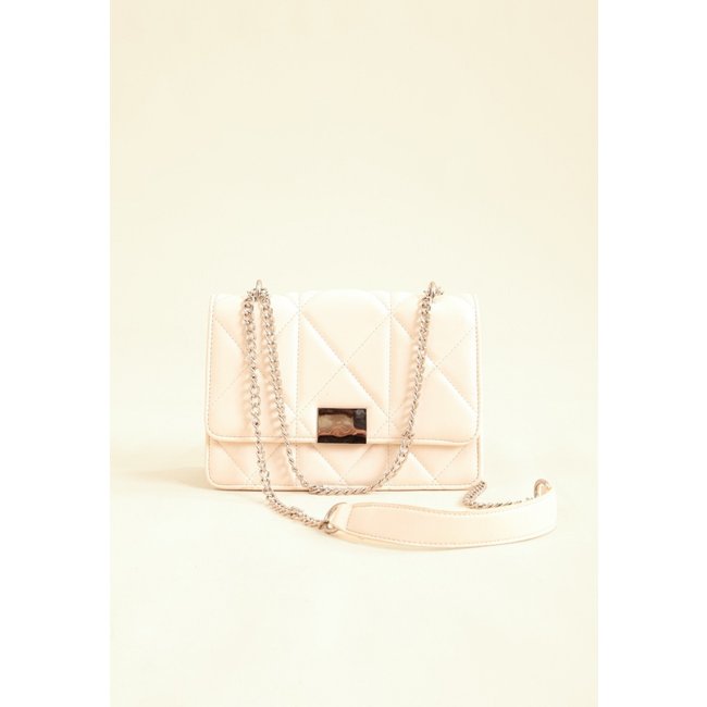 Bolsa Crossbody Pop Me Matelassê Alça Corrente Off-White