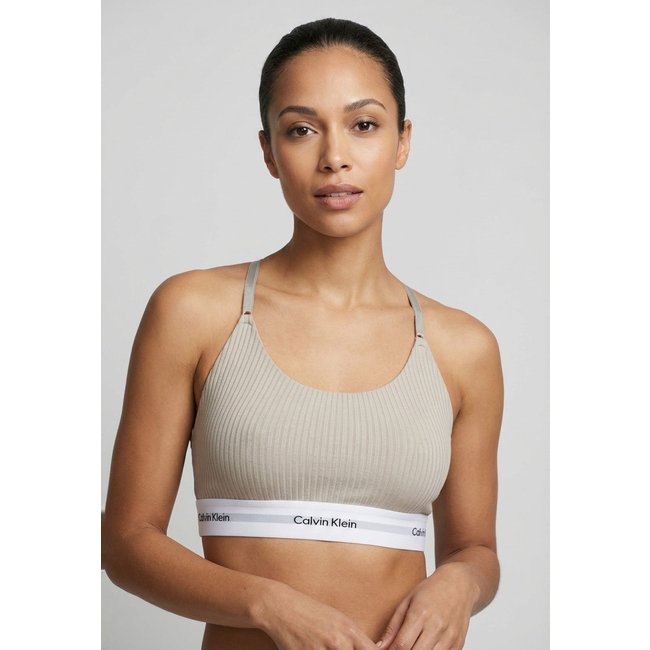 Top Feminino Calvin Klein Nadador Modern Rib Logo Branca