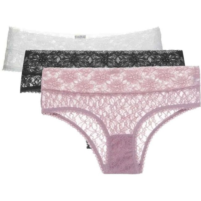 Kit 3 Calcinhas Caleçon Sweet Lace Preto e Branco e Quail Loungerie