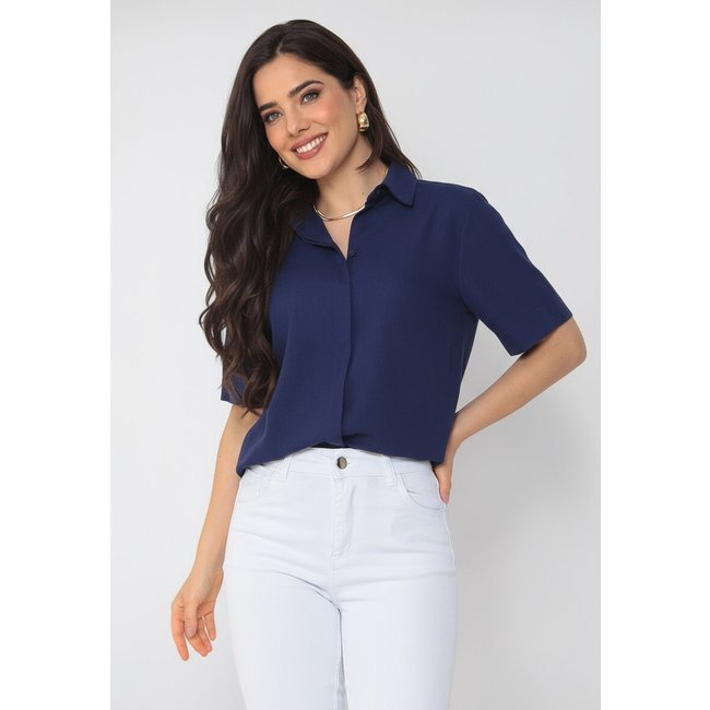 Camisa Intens Manga Curta Algodão Azul