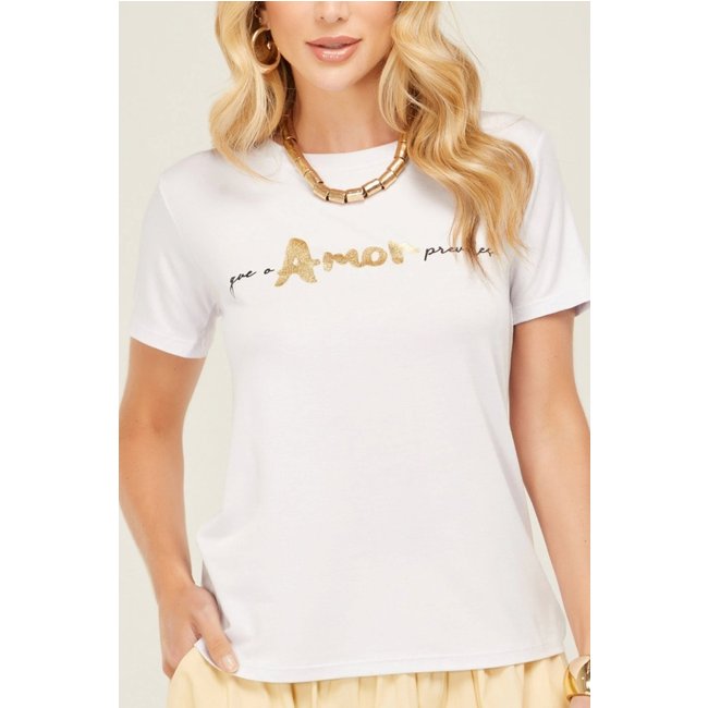 T-Shirt D Bell Outlet Fashion Tshirt Especial Tshirt Foil - Que o Amor Prevaleça Branco