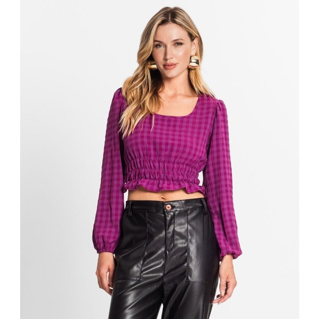 Blusa Manga Longa Feminina Xadrez Endless Roxo