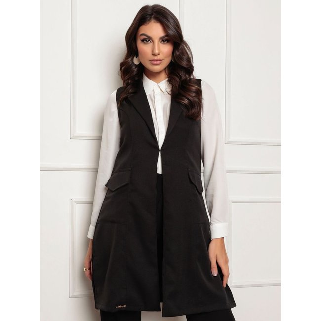 Jaleco Feminino Josi Sem Manga Dra Maia Preto
