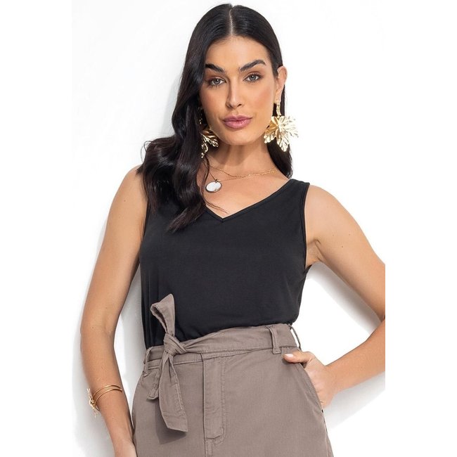 Blusa Em Malha Flamê Preto Quintess