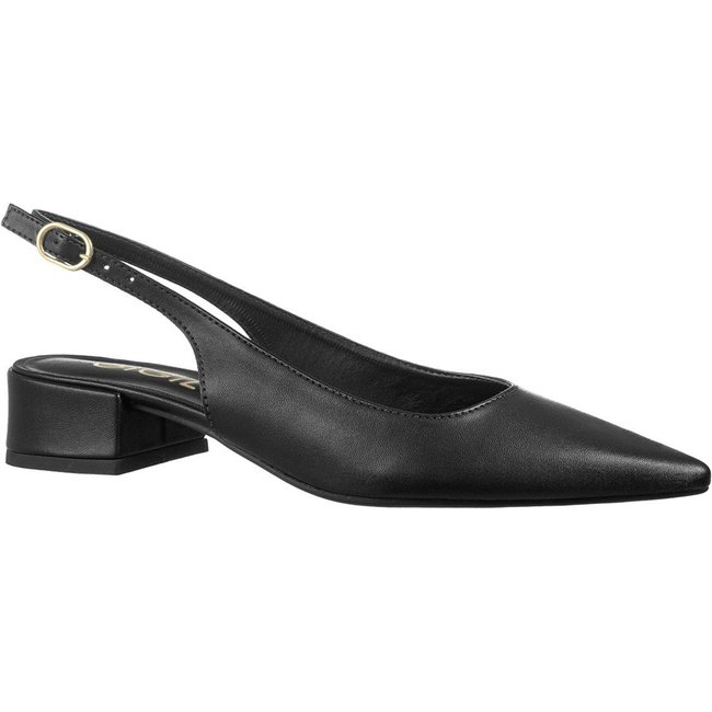 Scarpin Feminino GiGiL Slingback Bico Fino Salto Bloco Baixo Preto