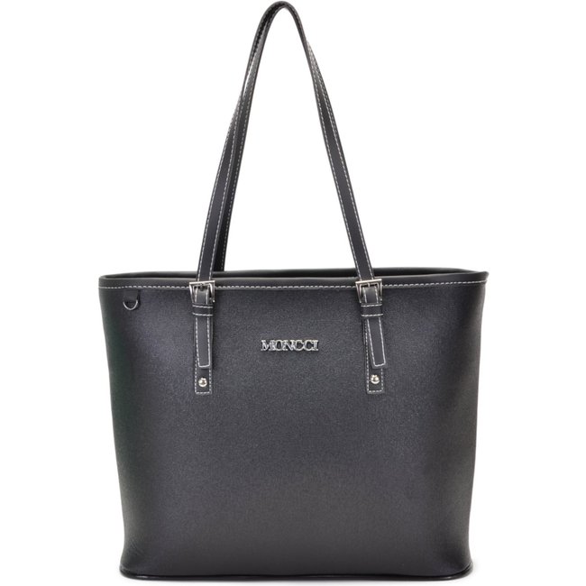 Bolsa Feminina Moncci Grande Ombro Forrada Fivela Roma Preta