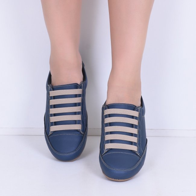 Sapatênis Feminino Comfort Casual Elástico Azul Marinho