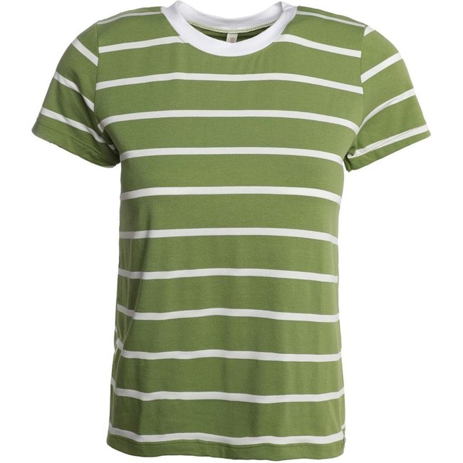 Blusa Cotton Listrado Manga Curta Feminina VERDE