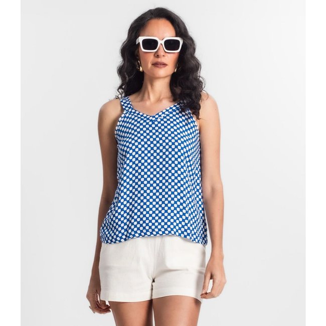 Regata Feminina Quadriculada Infinita Cor Azul