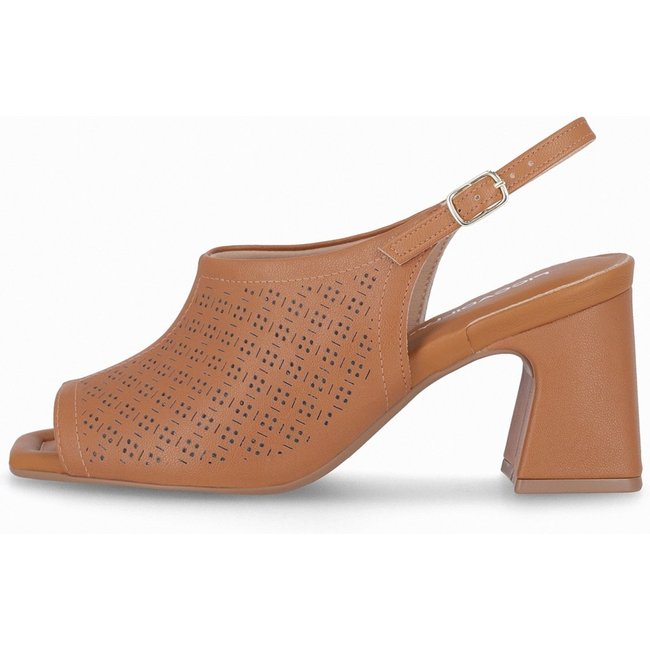 Sandalia Piccadilly Slingback Flavia Salto Alto Caramelo